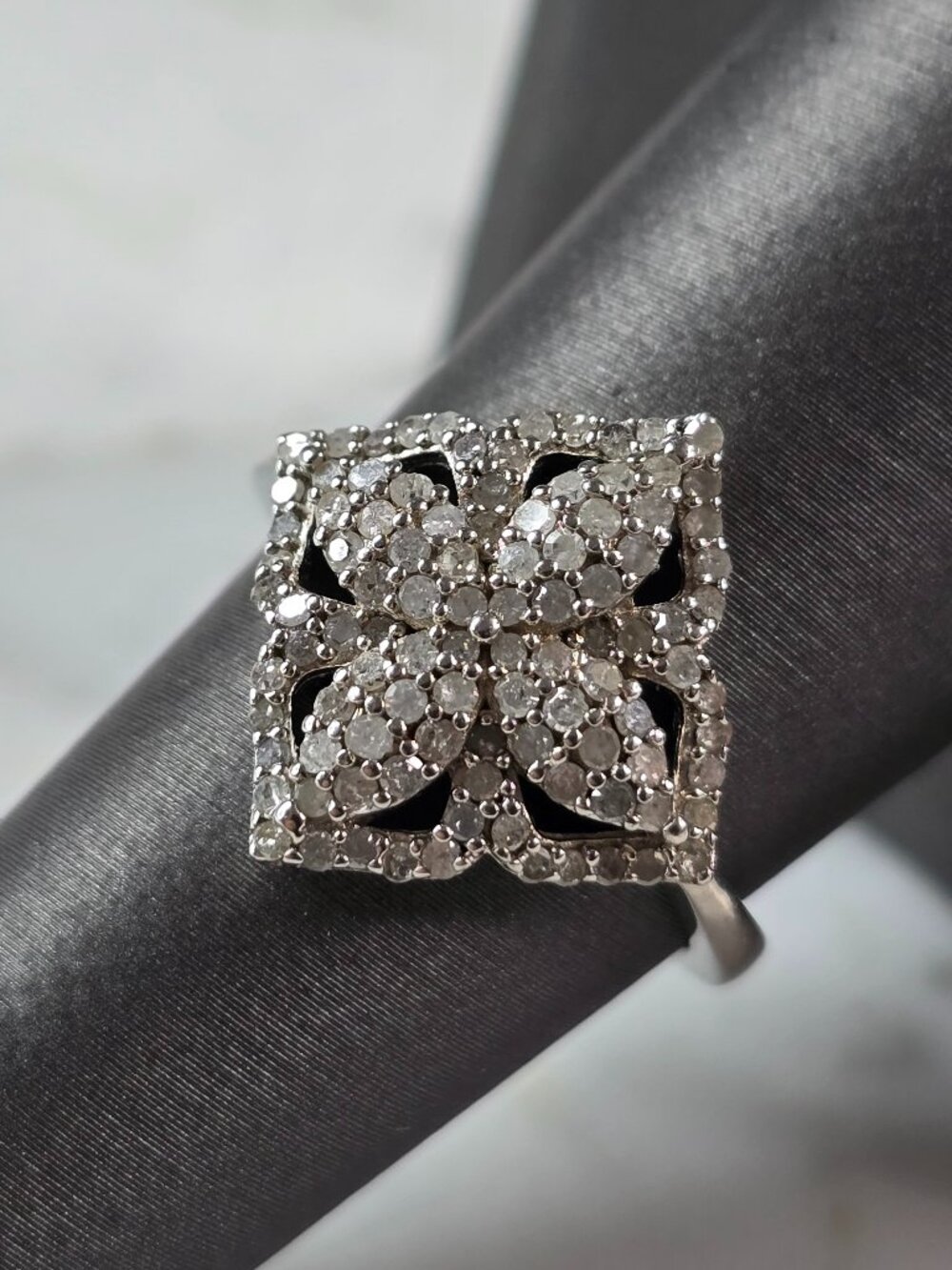 Womens Vintage Estate Sterling Silver Diamond Ring 3.7g #E7262